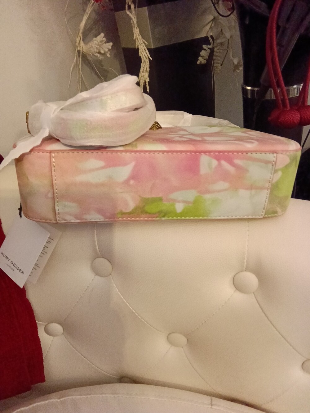 KURT GEIGER LONDON BOND Pastel Pink & Green Tie-Dye Mini Tote - Picture 6 of 9